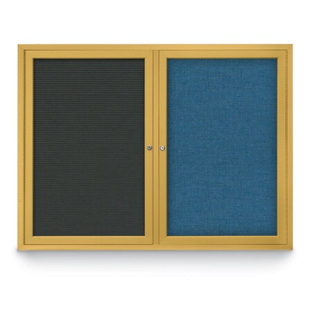 United Visual Products Corkboard, Blue Spruce/Gold, 72" X 36" UV407-GOLD-BLSPRU